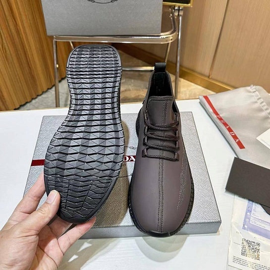 Мужские кожаные кроссовки Prada lace-up - Brown