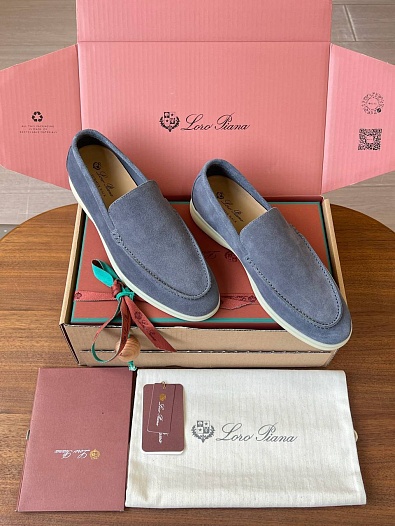 Замшевые лоферы Loro Piana Premium - Grey   