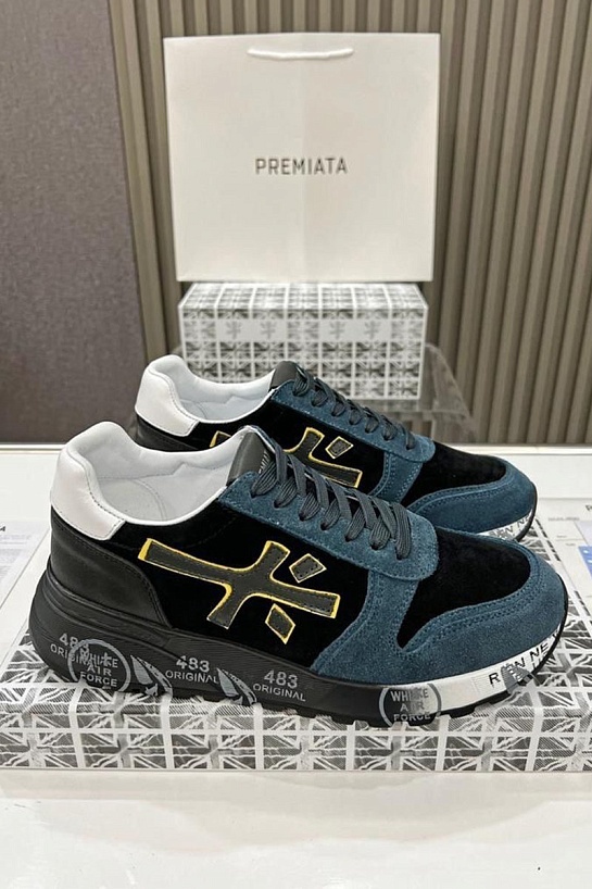 Замшевые кроссовки Premiata Mick - Black / Blue