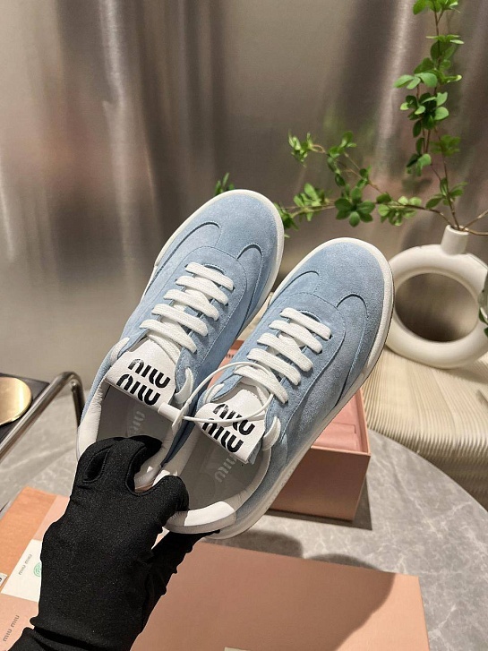 Женские замшевые кроссовки MIU MIU Premium - Blue