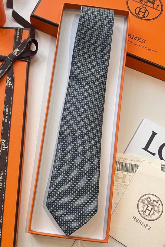 Галстук Hermes geometric logo-print premium - Black