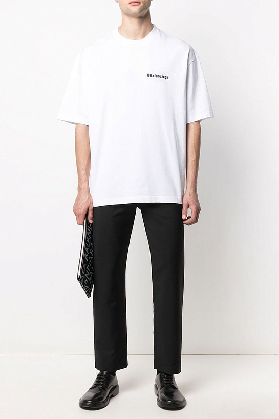 Белая оверсайз футболка Balenciaga logo-embroidered