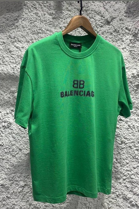 Зелёная оверсайз футболка Balenciaga Pixel