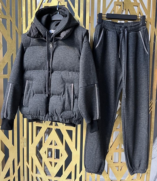 Женский тёмно-серый костюм тройка Brunello Cucinelli