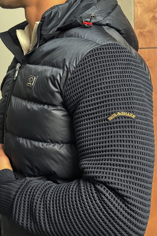 Тёмно-синяя куртка Paul & Shark с вязаными рукавами