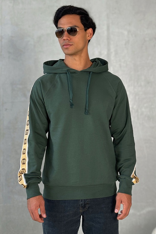 Зелёное оверсайз худи Gucci Interlocking G stripe