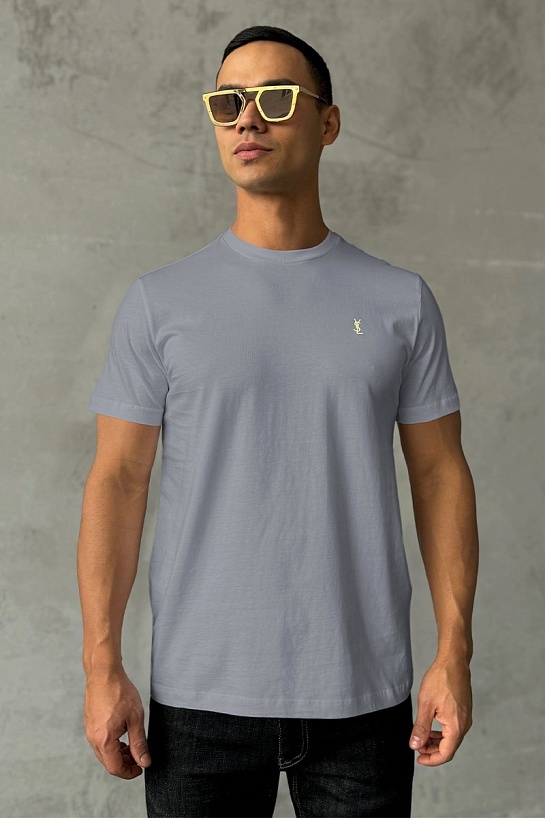 Мужская футболка Yves Saint Laurent logo-embroidered - Grey