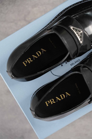 Мужские кожаные лоферы Prada premium   