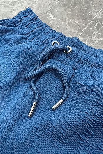 Шорты синего цвета Dior logo all-over embossed   