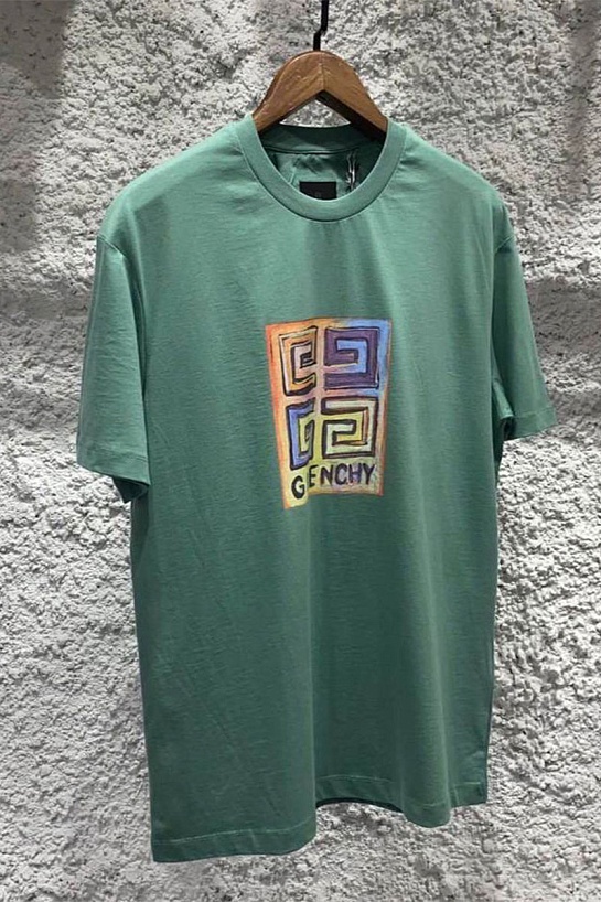 Зелёная оверсайз футболка Givenchy 4G Sun Print