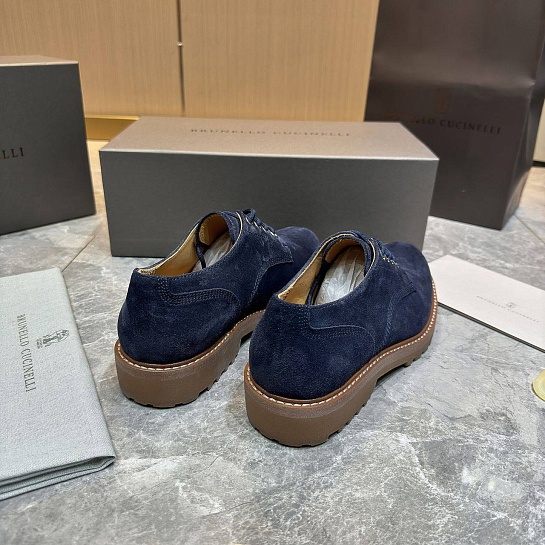 Замшевые ботинки Brunello Cucinelli синего цвета