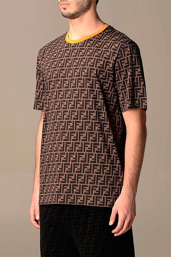 Мужская футболка Fendi Double F - Brown   
