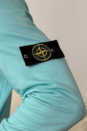 Мужское худи бирюзового цвета Stone Island Compass-patch   