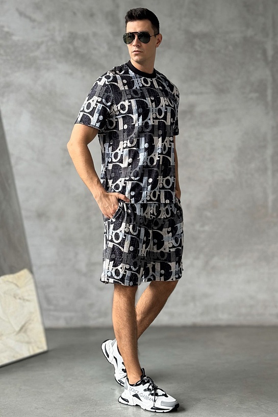 Мужская футболка Dior Oblique - Blue / White