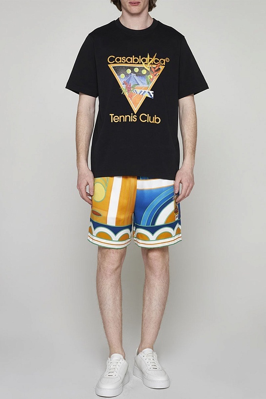 Мужская чёрная футболка Casablanca tennis club