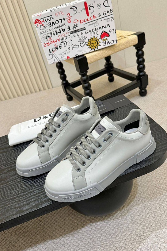 Кожаные кроссовки Dolce & Gabbana Portofino - Grey