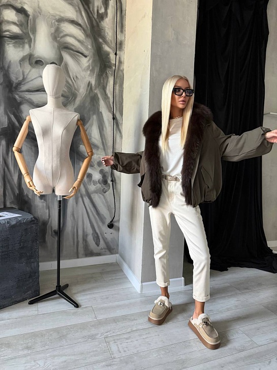 Женский бомбер с натуральным мехом Max Mara premium