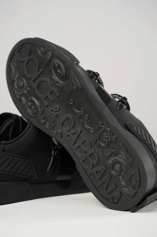 Черные кожаные кроссовки Dolce & Gabbana