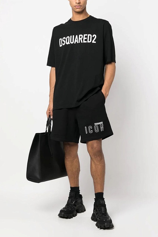 Шорты чёрного цвета Dsquared2 "ICON" logo-print