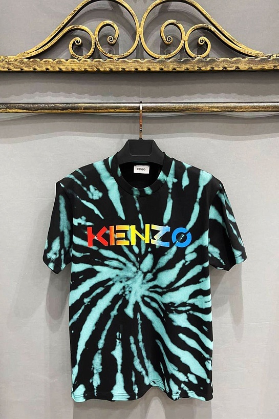 Мужская чёрная футболка Kenzo Logo Tie-Dye