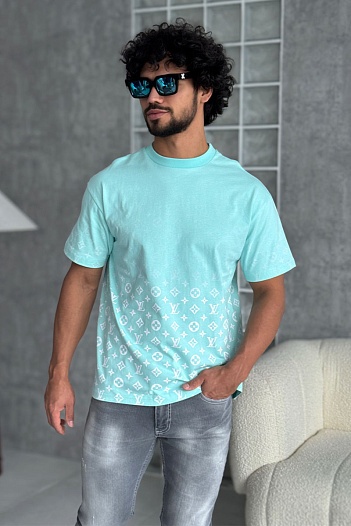 Футболка бирюзового цвета Louis Vuitton Monogram Gradient   