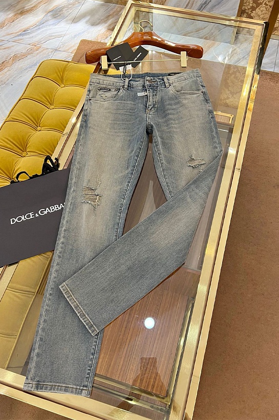 Мужские синие джинсы Dolce & Gabbana slim fit Premium