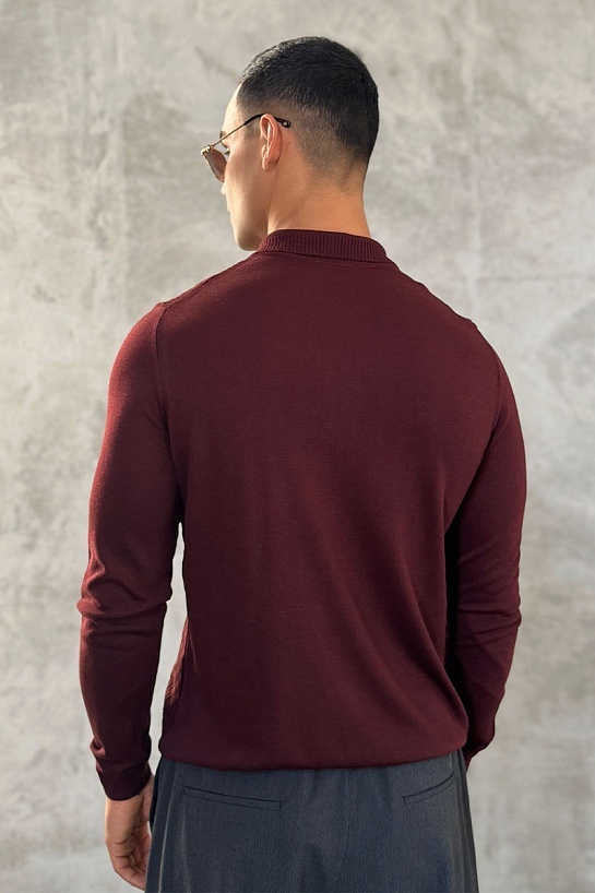 Поло с длинным рукавом Zilli zip-up - Burgundy