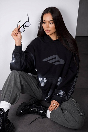 Женское худи Balenciaga чёрного цвета   