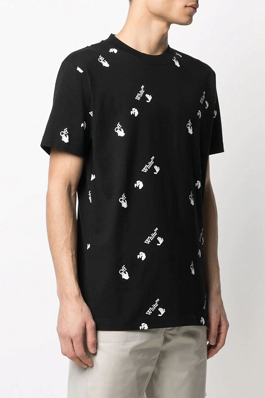 Чёрная оверсайз футболка Off-White all-over logo-print