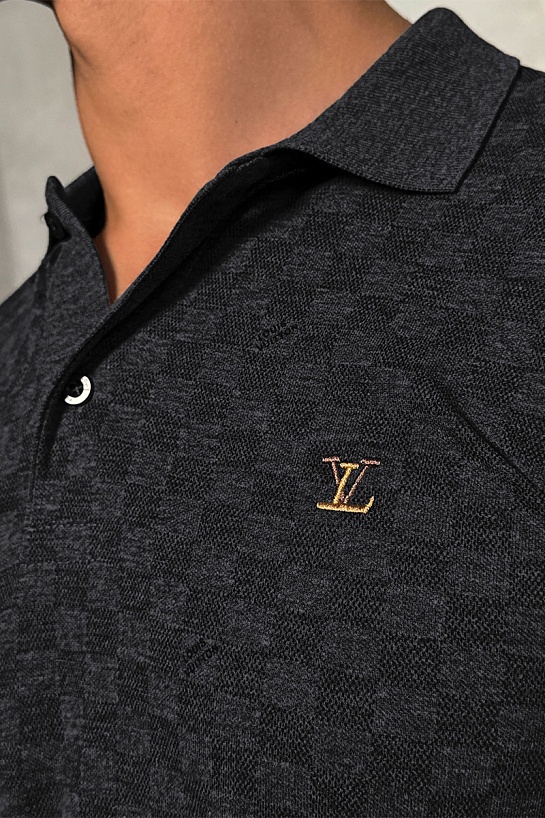 Мужское брендовое поло Louis Vuitton чёрного цвета