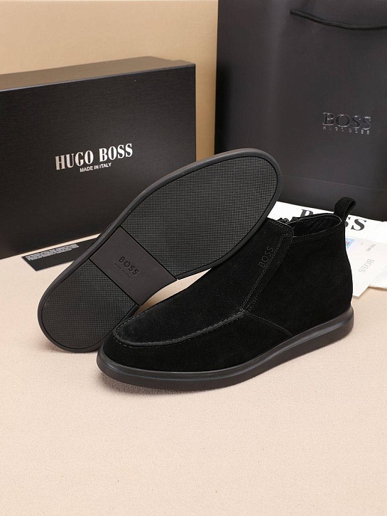 Замшевые лоферы с мехом Hugo Boss high-top - Black