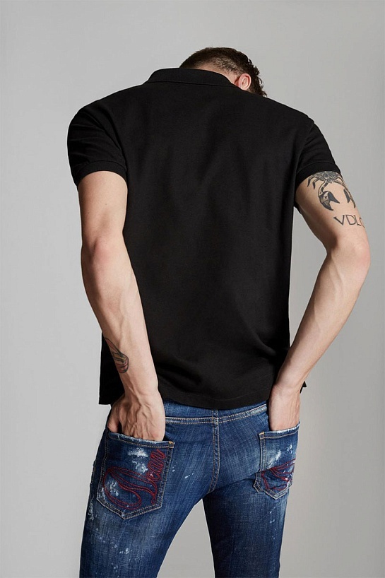 Мужское чёрное поло Dsquared2 ICON white-logo