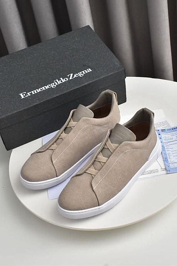 Бежевые кроссовки Ermenegildo Zegna Triple Stitch Canvas   