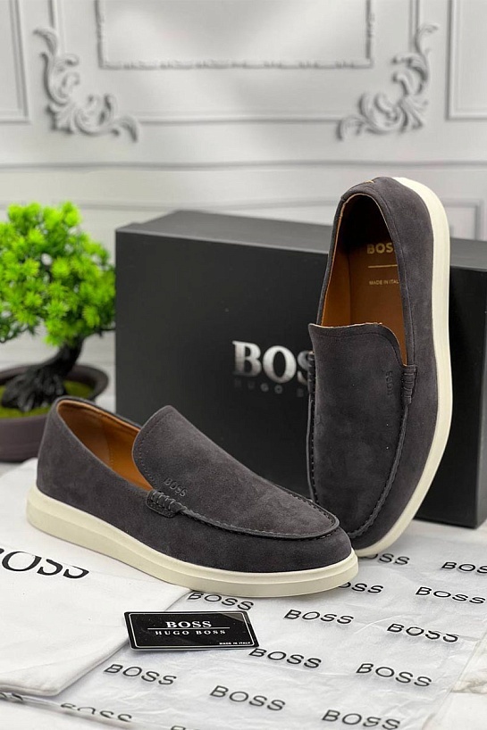 Мужские замшевые лоферы Hugo Boss Randy - Dark Grey