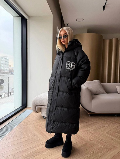 Женская пуховая куртка Balenciaga Premium - Black   