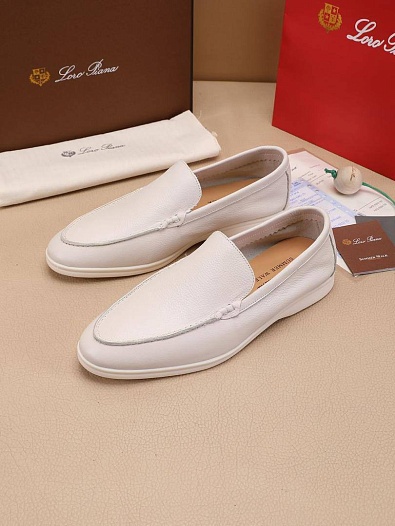Мужские кожаные лоферы Loro Piana Summer Walk - White   
