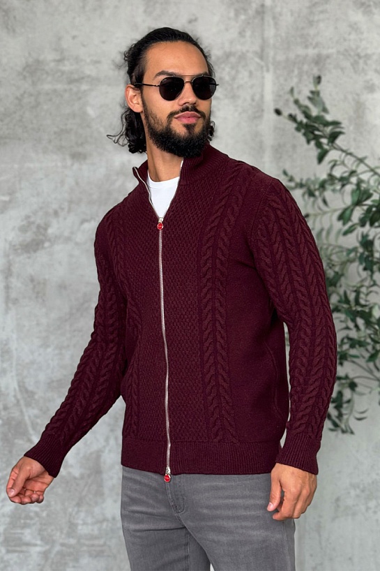 Мужской свитер бордового цвета Kiton