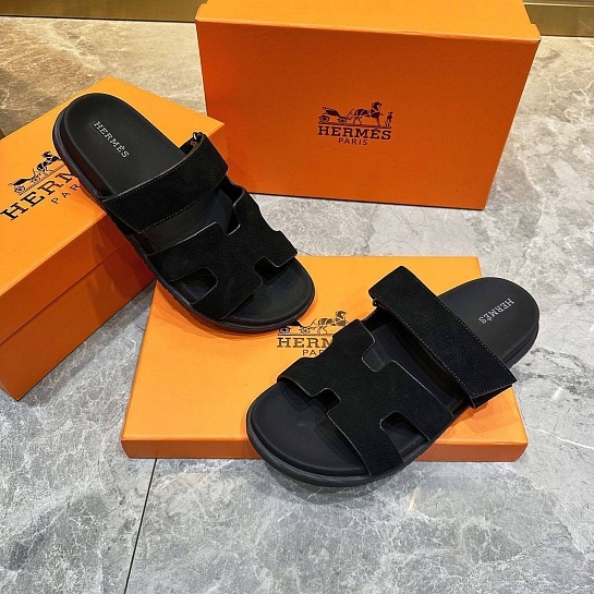 Замшевые шлёпанцы Hermes Chypre