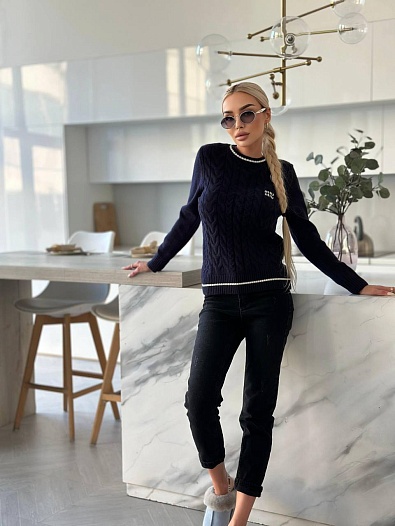 Женский синий свитер MIU MIU   