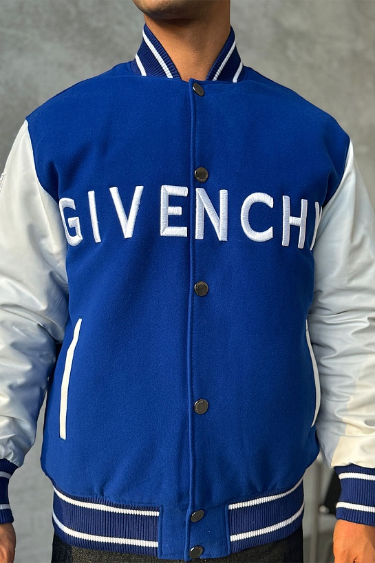 Мужской бомбер Givenchy Varsity logo-embroidered - Blue / White