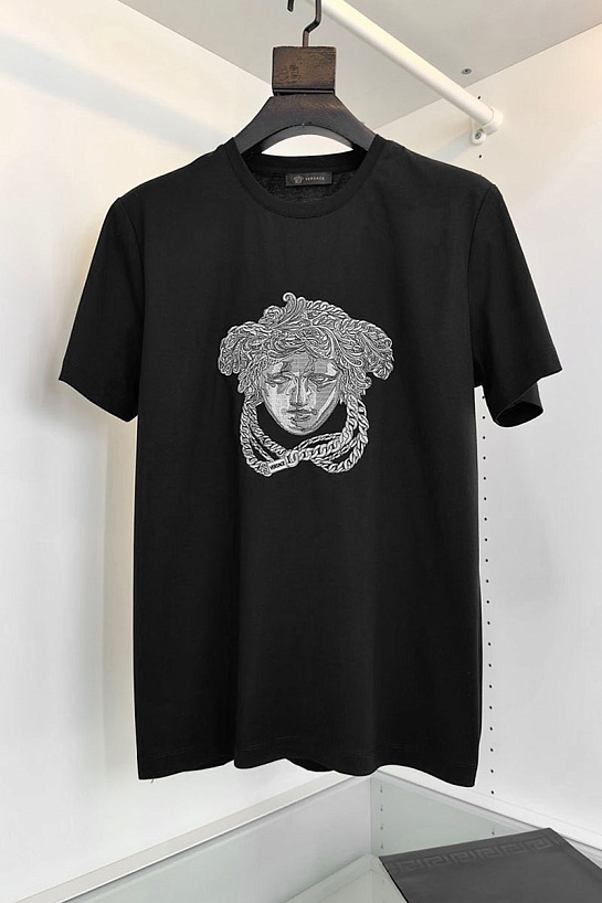Мужская футболка Versace Medusa logo-embroidered - Black