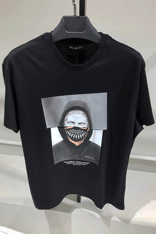 Чёрная оверсайз футболка Neil Barrett Marble Vigilante