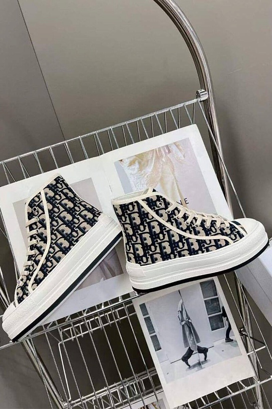 Женские высокие кеды на платформе Dior Walk'n'  - Black