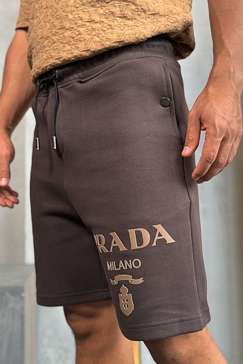 Мужские шорты Prada Milano logo-print - Brown   