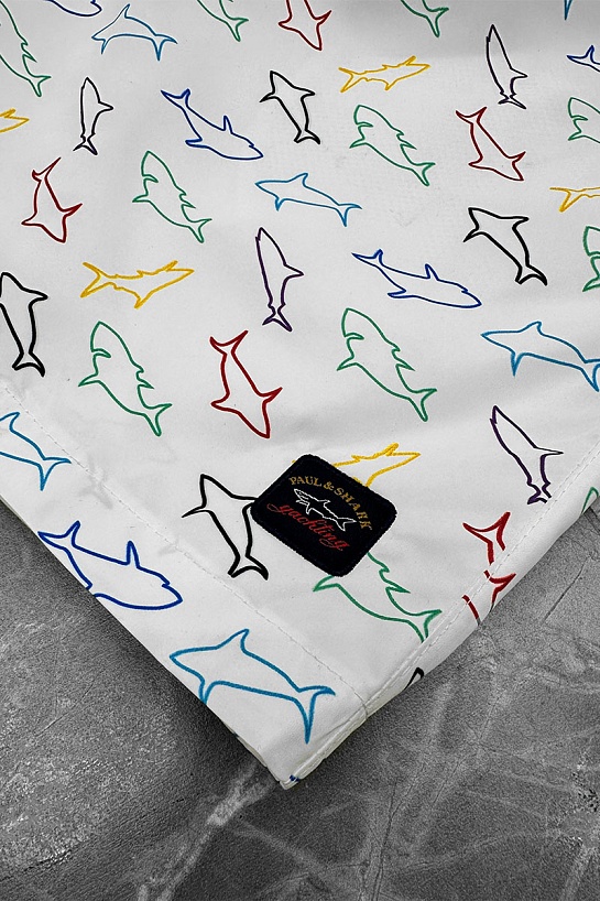 Мужские белые шорты Paul & Shark shark-print