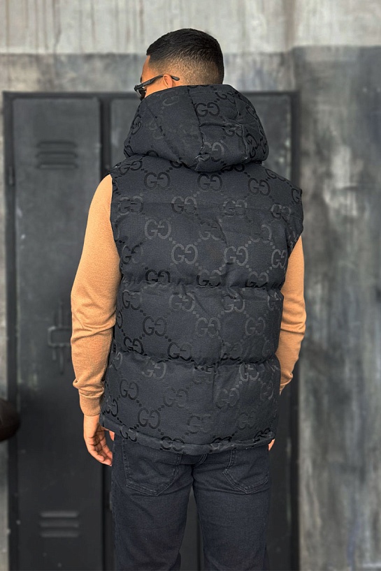 Мужской чёрный жилет Gucci GG Monogram