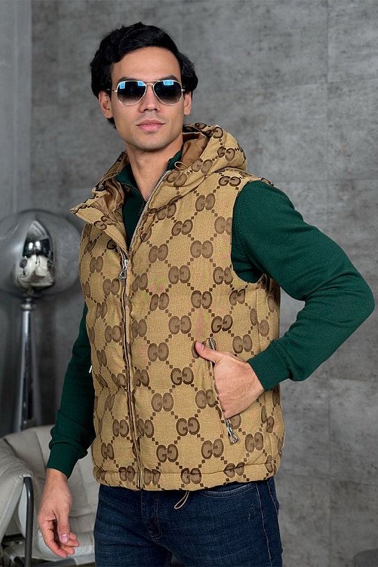 Мужской бежевый жилет Gucci GG Monogram