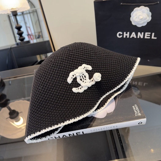 Чёрная вязаная панама Chanel premium   