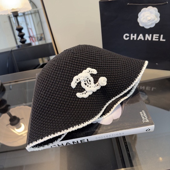 Чёрная вязаная панама Chanel premium