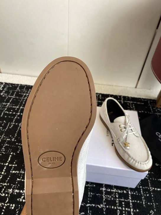 Женские замшевые лоферы Celine premium - White